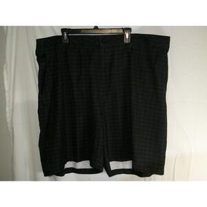 Reebok Golf Shorts Mens‎ Size 50 Black/Gray Plaid Flat Front Activewear Athletic